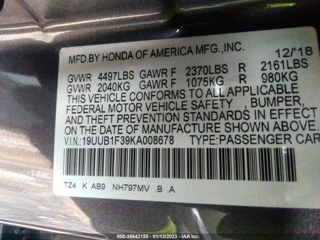 2019 Acura TLX, VIN: 19UUB1F39KA008678