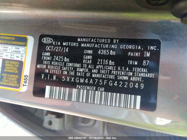 5XXGM4A75FG422049 KIA Optima Lx