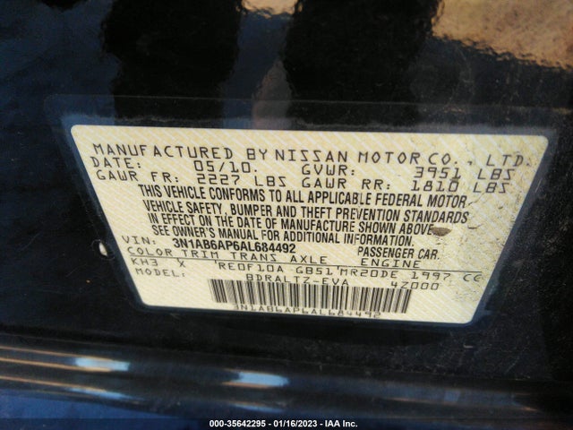 2010 NISSAN SENTRA 2.0 SR VIN: 3N1AB6AP6AL684492