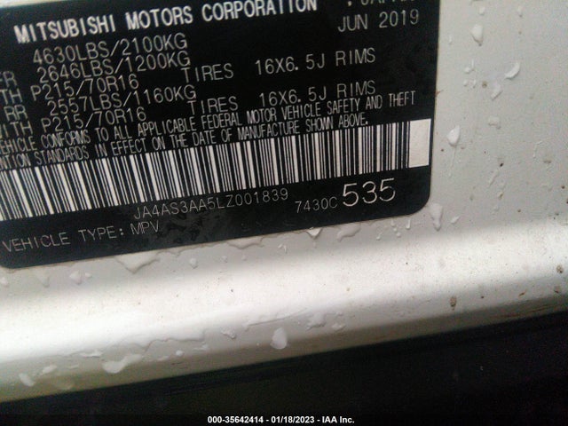 JA4AS3AA5LZ001839 Mitsubishi Eclipse Cross Es