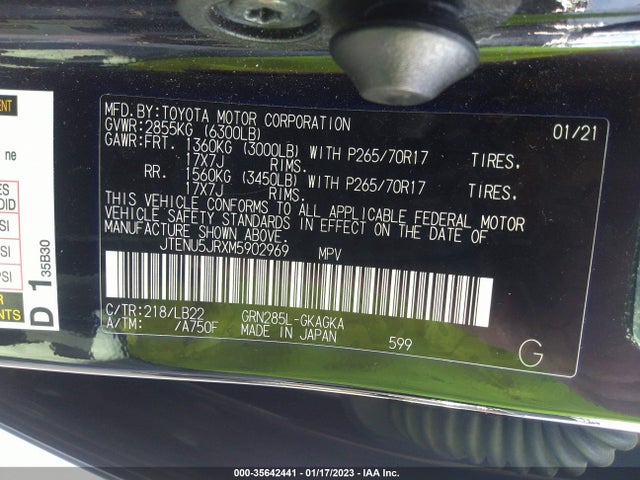 2021 Toyota 4Runner, VIN: JTENU5JRXM5902969