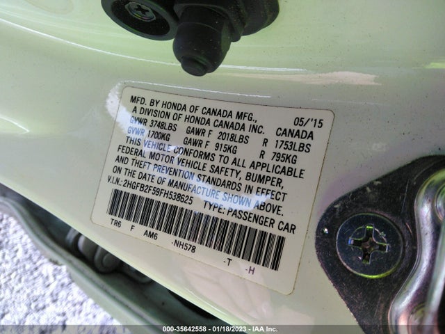 2015 HONDA CIVIC SEDAN LX VIN: 2HGFB2F59FH538625