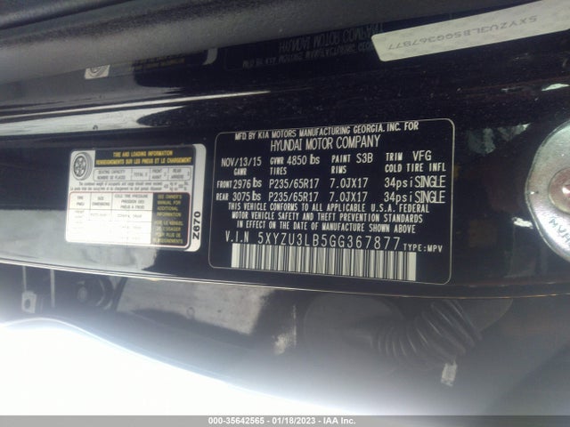 2016 Hyundai Santa Fe, VIN: 5XYZU3LB5GG367877