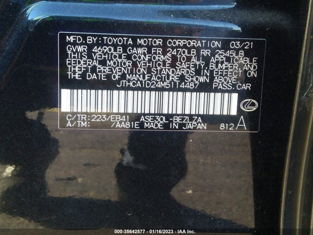 2021 Lexus IS, VIN: JTHCA1D24M5114487