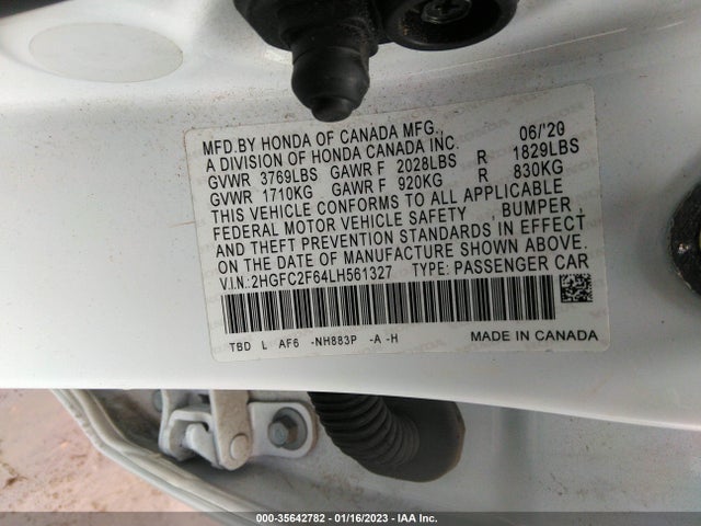 2020 HONDA CIVIC SEDAN LX VIN: 2HGFC2F64LH561327