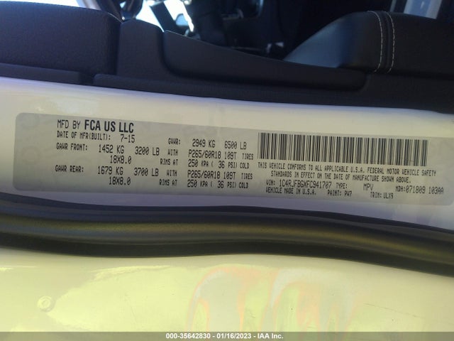 2015 Jeep Grand Cherokee, VIN: 1C4RJFBGXFC941707