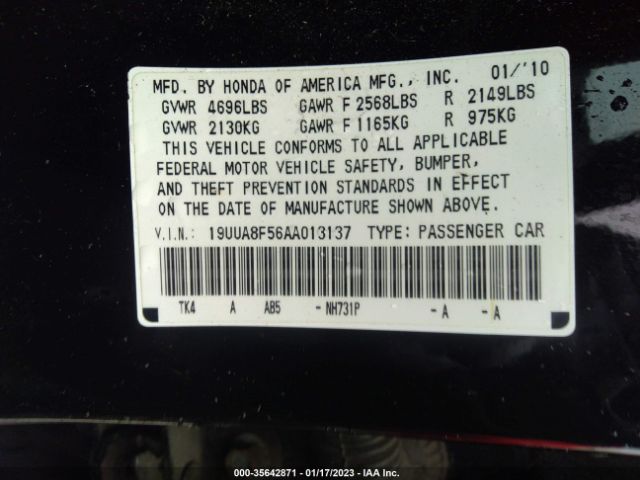 19UUA8F56AA013137 Acura TL TECH