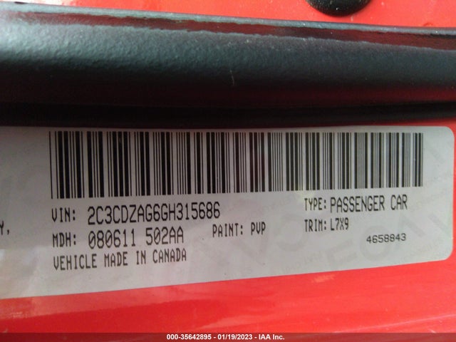 2016 Dodge Challenger, VIN: 2C3CDZAG6GH315686