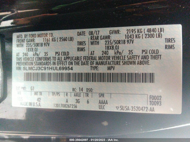 Lincoln Mkc Reserve 2017 5LMCJ3C91HUL69954 Image 10