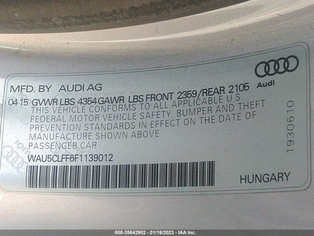 2015 Audi A3, VIN: WAU5CLFF6F1139012