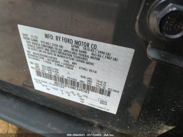 2021 Ford Ecosport, VIN: MAJ3S2FE0MC449503
