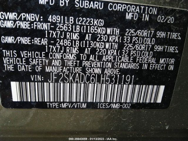 JF2SKADC6LH531191 Subaru Forester