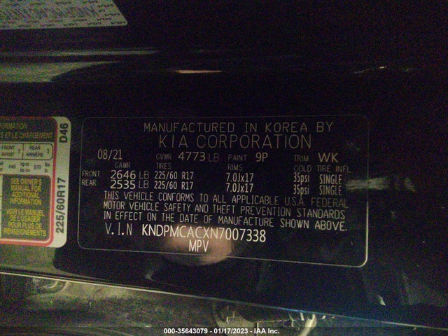 2022 KIA SPORTAGE LX VIN: KNDPMCACXN7007338