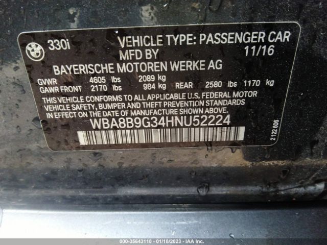 WBA8B9G34HNU52224 BMW 3 Series 330i