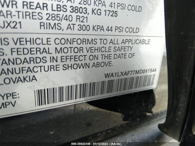 2021 Audi Q7, VIN: WA1LXAF77MD041544