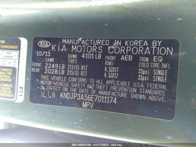 KNDJP3A56E7011174 KIA SOUL +