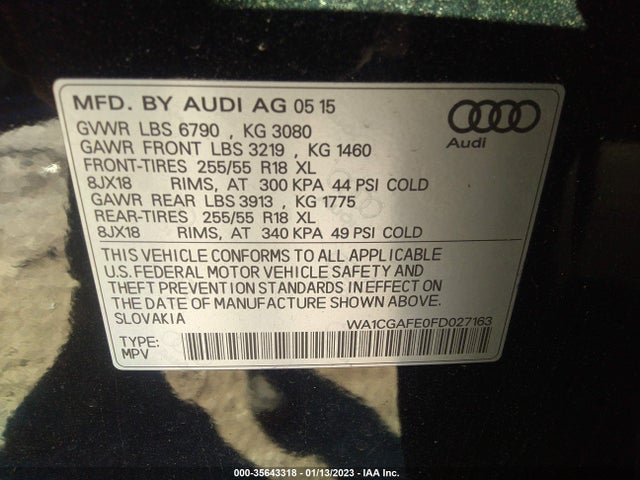 WA1CGAFE0FD027163 Audi Q7 3.0t Premium