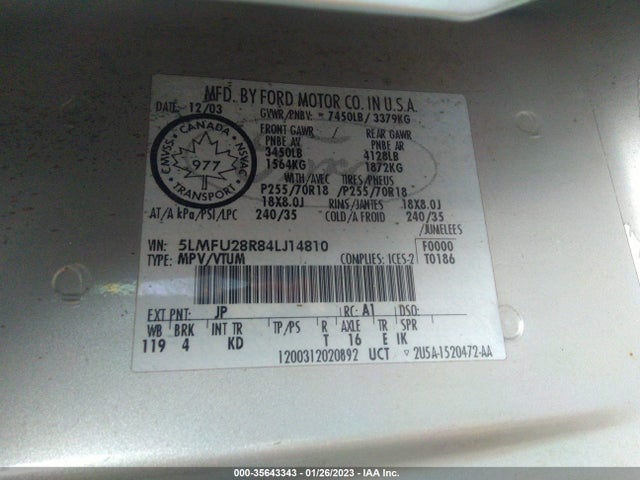 Lincoln Navigator 2004 5LMFU28R84LJ14810 Image 14