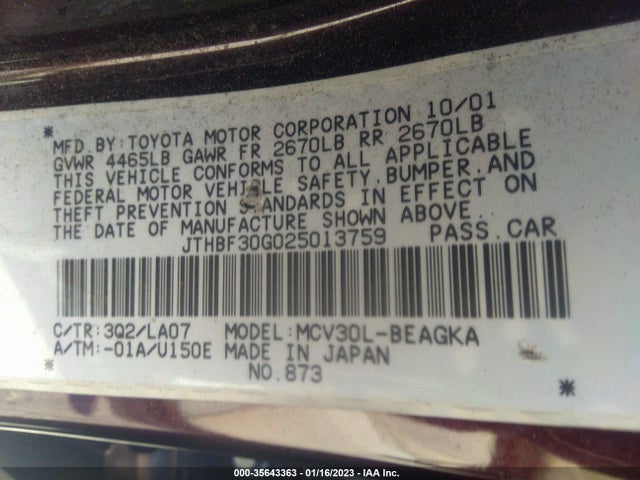 Lexus ES 300 2002 JTHBF30G025013759 Image 10