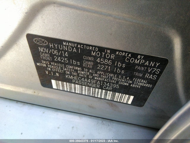 Hyundai SONATA HYBRID 2015 KMHEC4A49FA134395 Image 10