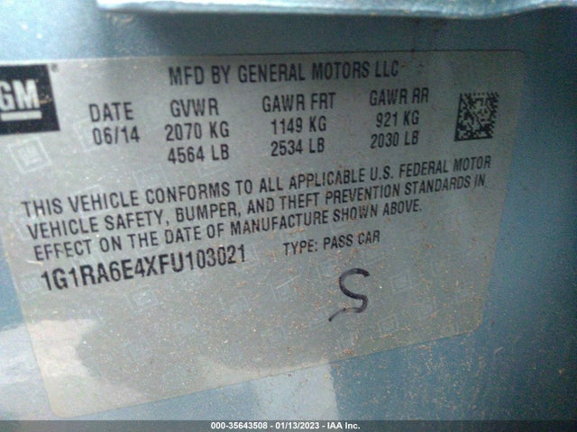 2015 Chevrolet Volt, VIN: 1G1RA6E4XFU103021