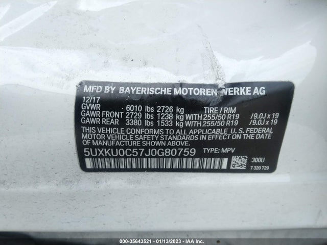 2018 BMW X6, VIN: 5UXKU0C57J0G80759