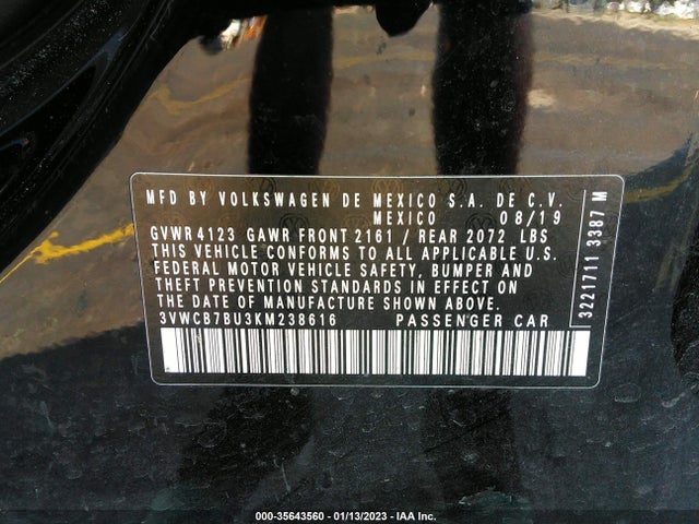 3VWCB7BU3KM238616 Volkswagen Jetta