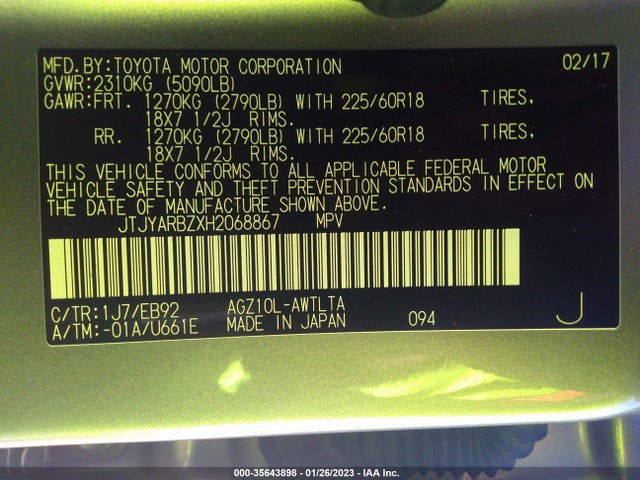 JTJYARBZXH2068867 Lexus Nx Nx Turbo