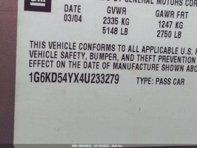 Cadillac Deville 2004 1G6KD54YX4U233279 Image 11