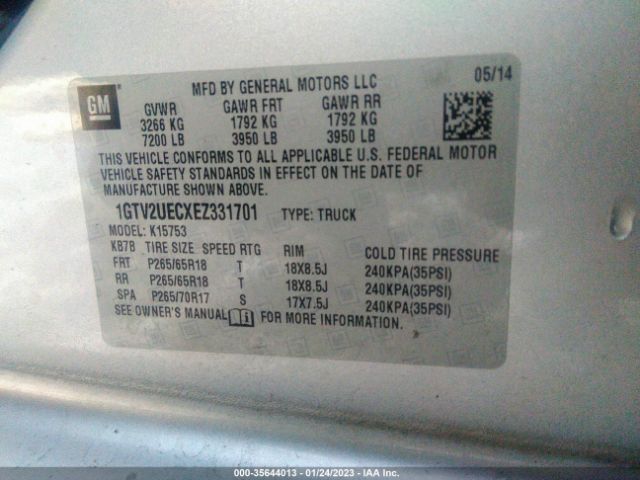 1GTV2UECXEZ331701 GMC Sierra 1500 Sle