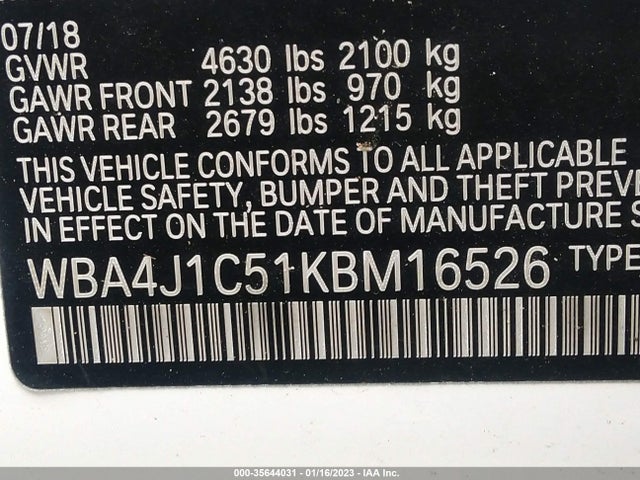 2019 BMW 4 Series, VIN: WBA4J1C51KBM16526