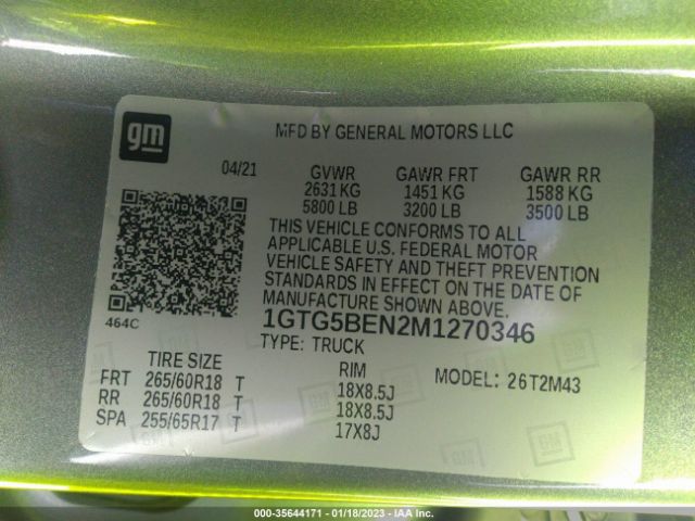 1GTG5BEN2M1270346 GMC Canyon 2wd Elevation Standard