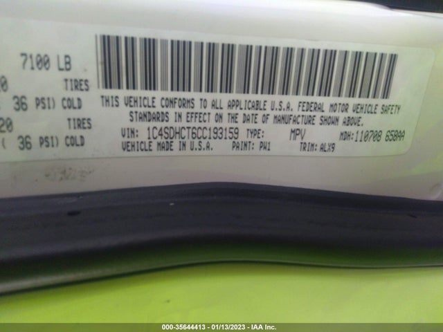 2012 DODGE DURANGO R/T VIN: 1C4SDHCT6CC193159
