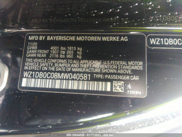 2021 Toyota Supra, VIN: WZ1DB0C08MW040581
