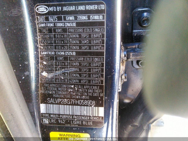 Land Rover Range Rover Evoque Pure Plus 2015 SALVP2BG7FH058908 Image 9