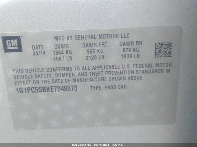 Chevrolet Cruze 1lt Auto 2014 1G1PC5SBXE7348378 Image 9