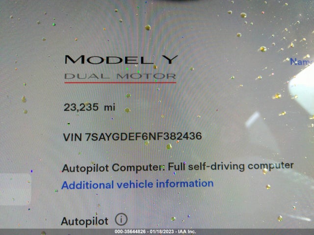 2022 Tesla Model Y, VIN: 7SAYGDEF6NF382436