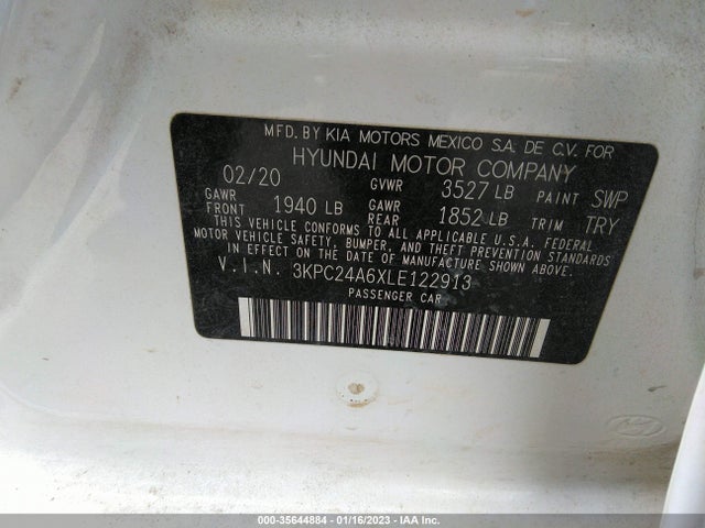 2020 Hyundai Accent, VIN: 3KPC24A6XLE122913