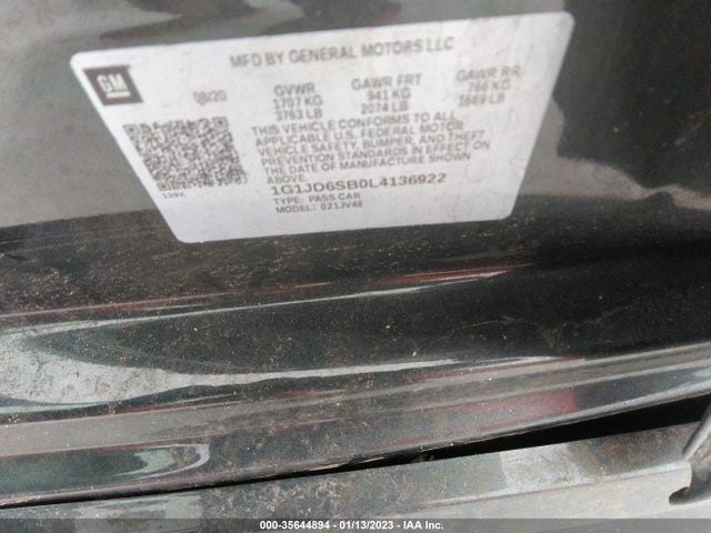 Chevrolet SONIC LT 2020 1G1JD6SB0L4136922 Image 10