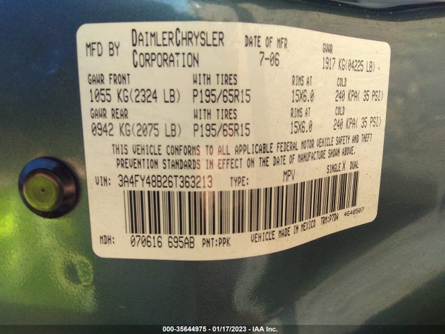 Chrysler Pt Cruiser 2006 3A4FY48B26T363213 Image 10