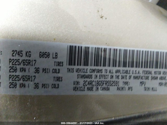 2C4RC1BG5FR552591 Chrysler Town & Country Touring