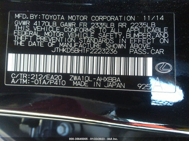 Lexus Ct 200h Hybrid 2015 JTHKD5BH1F2223236 Image 10