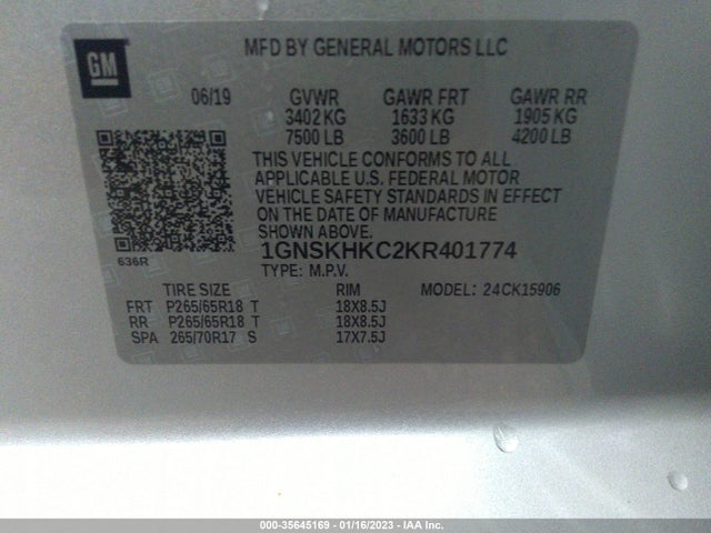 Chevrolet Suburban Lt 2019 1GNSKHKC2KR401774 Image 9