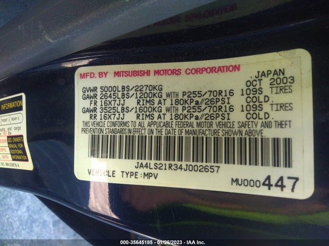 JA4LS21R34J002657 Mitsubishi Montero Sport Ls