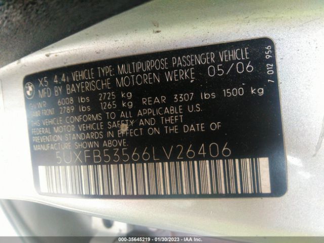 5UXFB53566LV26406 BMW X5 4.4I