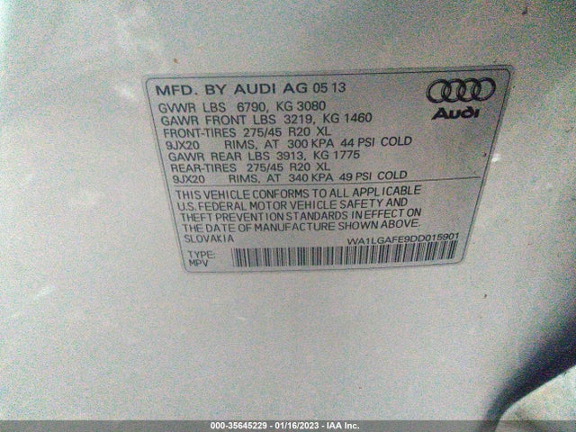 WA1LGAFE9DD015901 Audi Q7 3.0t Premium Plus