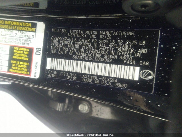 2020 Lexus ES, VIN: 58AD21B15LU008989