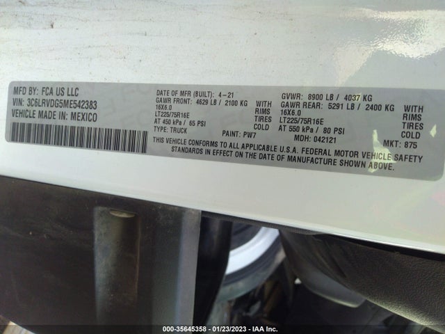 2021 Ram Promaster, VIN: 3C6LRVDG5ME542383