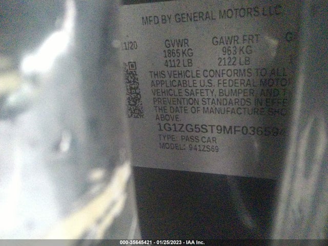 Chevrolet MALIBU RS 2021 1G1ZG5ST9MF036594 Image 9