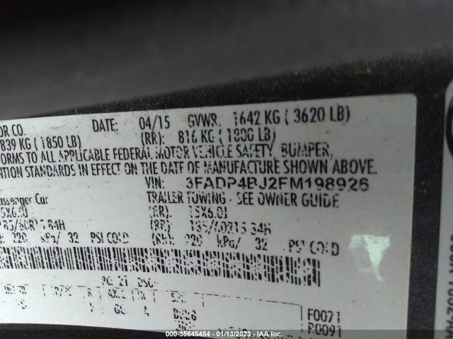 2015 FORD FIESTA SE VIN: 3FADP4BJ2FM198926
